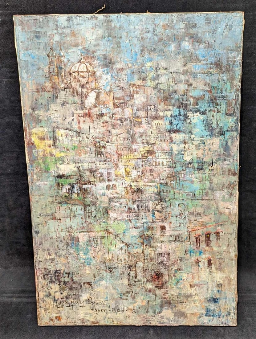 Antonio Vasquez Parra Abstract Oil On Canvas: Antonio Vasquez Parra Abstract Oil On Canvas. The artist signed the bottom left of the canvas. The canvas is approx 16" x 1" x 23 3/4" and it weighs 1.70lb. The canvas has a cut near the r