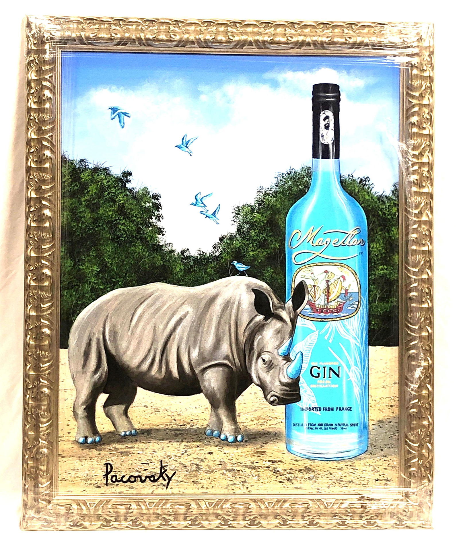 John Pacovsky & Magellan Gin - Commissioned, Signed, Framed  - Acrylic on Canvas (1 of 4)