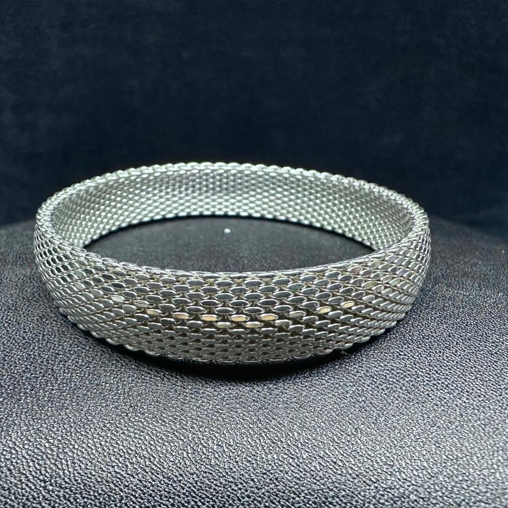 Sterling Silver Mesh-Link Bangle Bracelet (1 of 2)