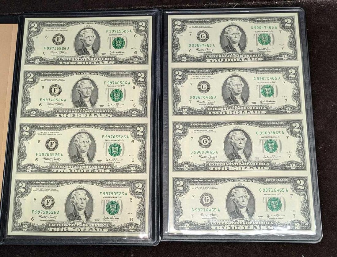 World Reserve Monetary Exchange Uncut 2 Sheet $2 Bills 2 (1 of 6)