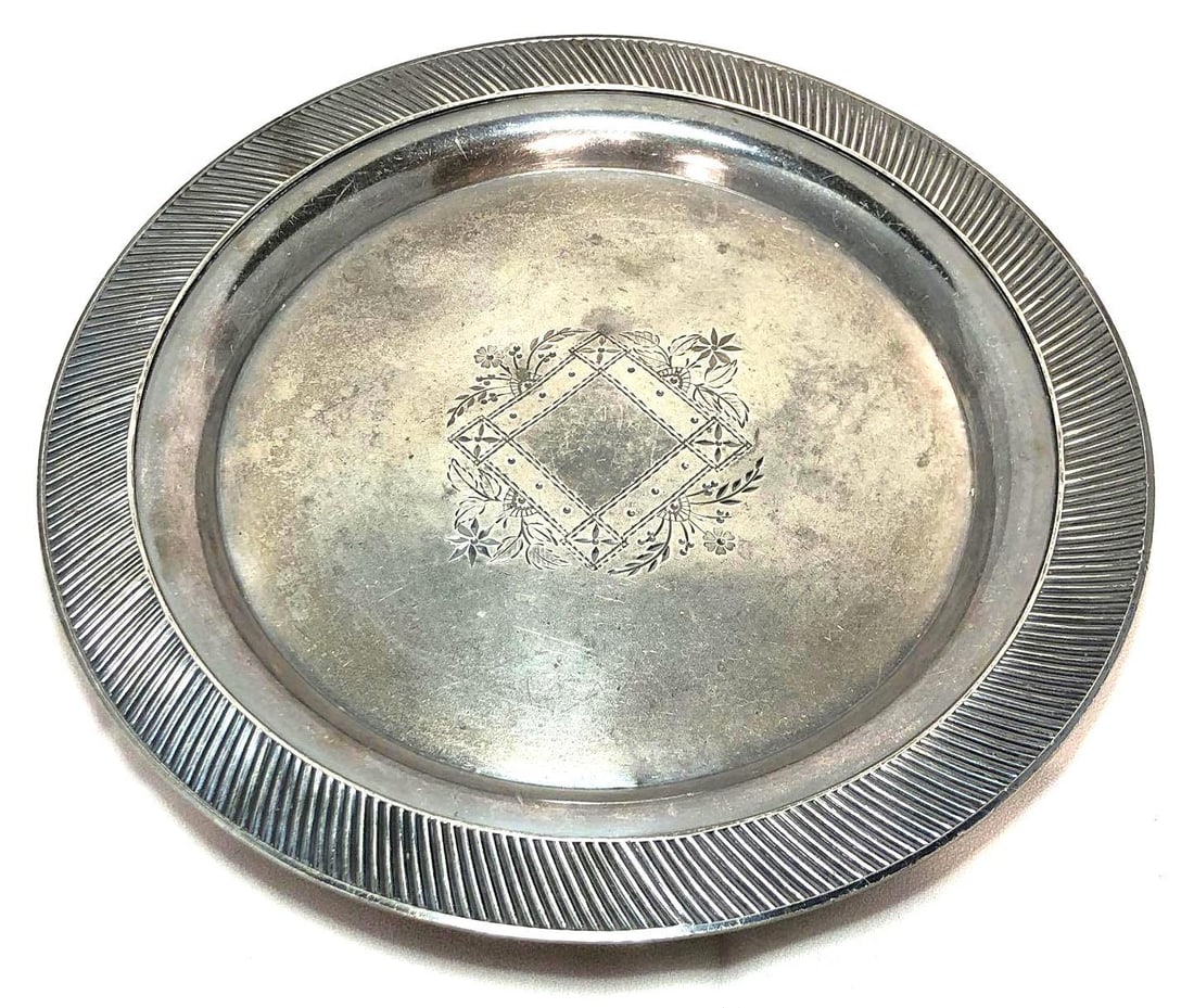 VTG Meriden 316 Quadruple Plate Round Silver Tray (1 of 6)