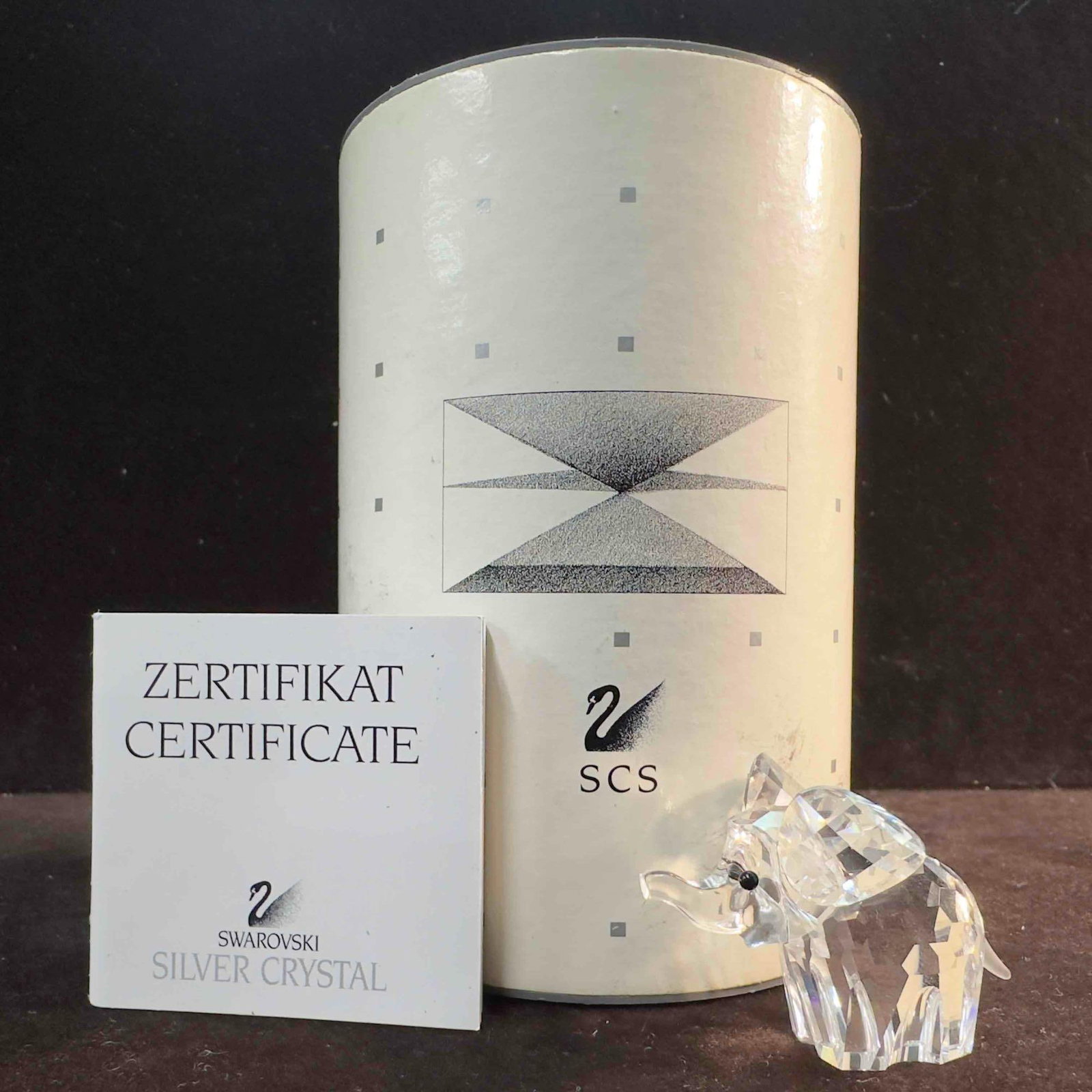 Swarovski Crystal Elephant Figurine Inspiration Africa SCS: Swarovski Clear Crystal Glass Elephant Figurine. This figure is a beautiful crystal glass art piece featuring a Elephant Inspiration Africa from Swarovski Crystal. The item features a beautifully etch