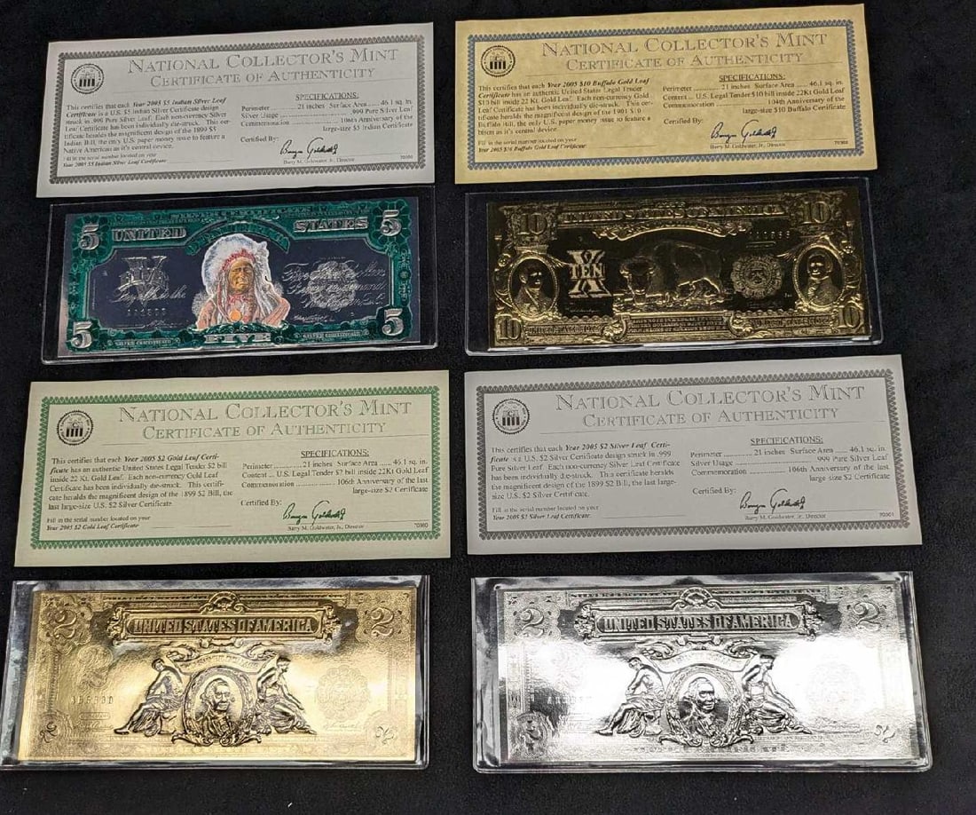Year 2005 $2 $5 $10 Gold & Silver Certificates A (1 of 10)