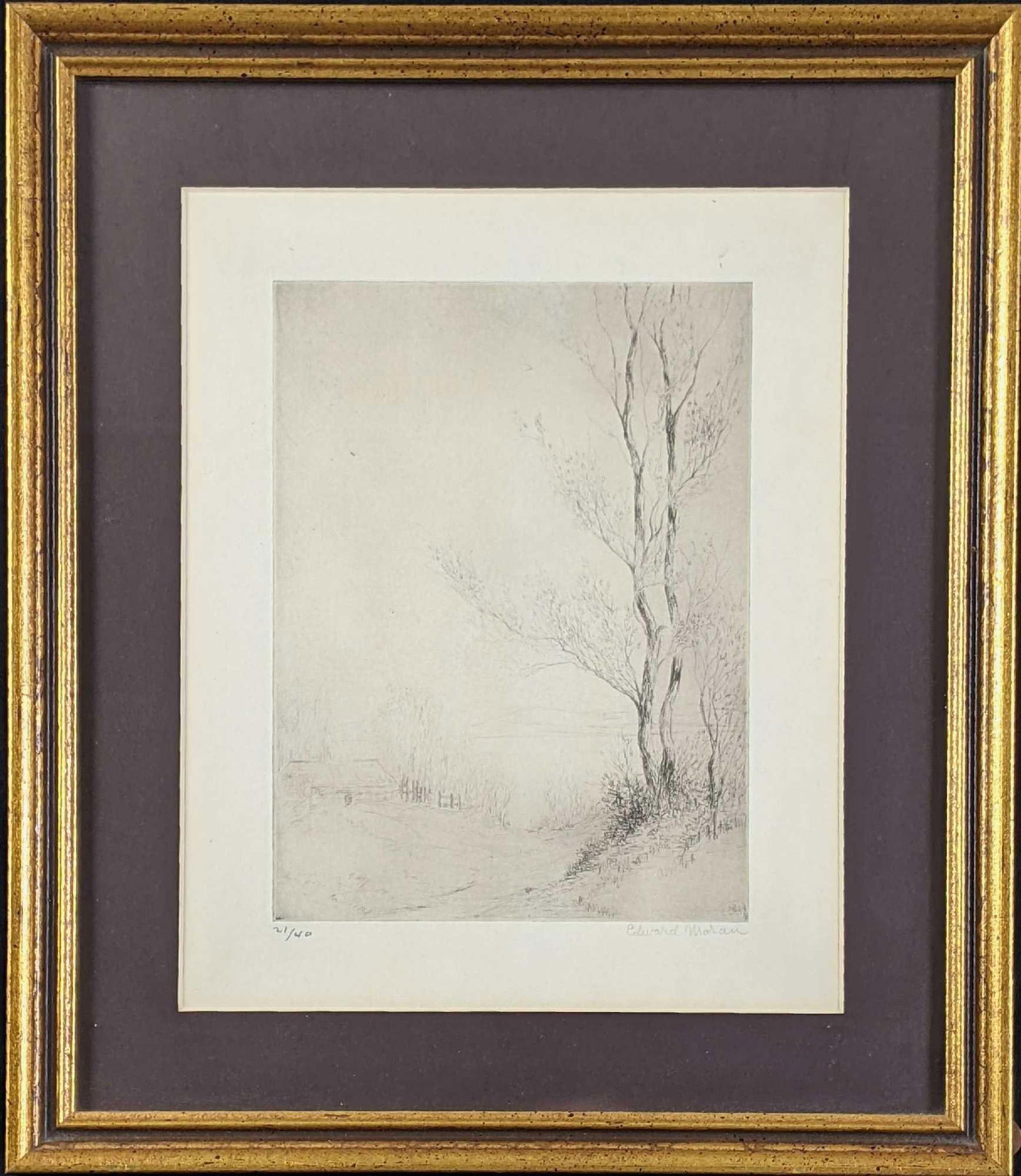 Original Art Etching Edward Moran Signed Framed (1 of 7)