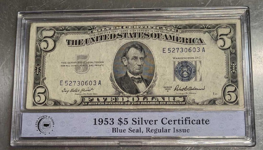 1953A $5 Silver Certificate Blue Seal F (1 of 6)