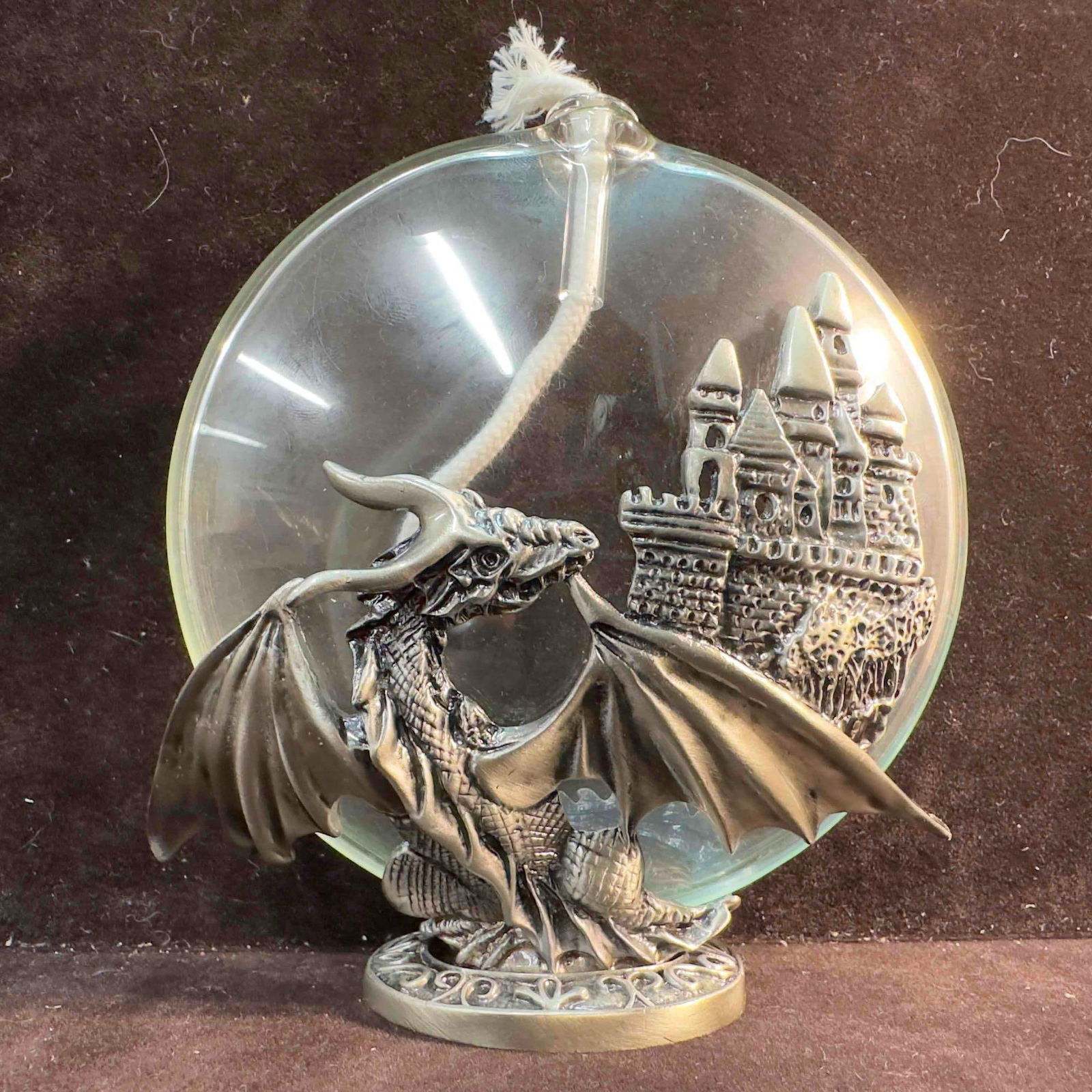 Medieval Dragon and Castle Fantasy Glass Apothecary Potion Oil Lamp Pewter #2 (1 of 7)