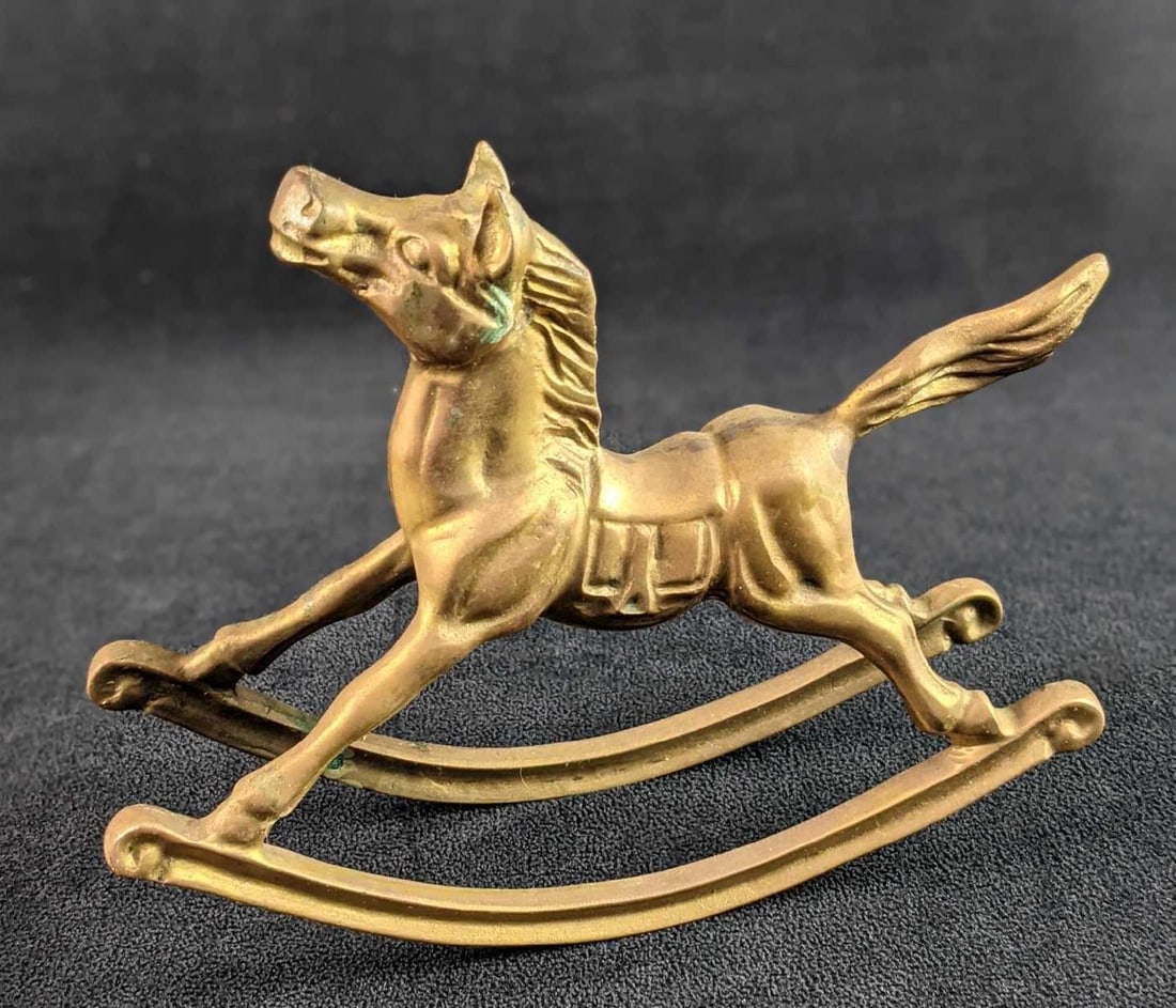 1980s Vintage Brass Rocking Horse (1 of 5)