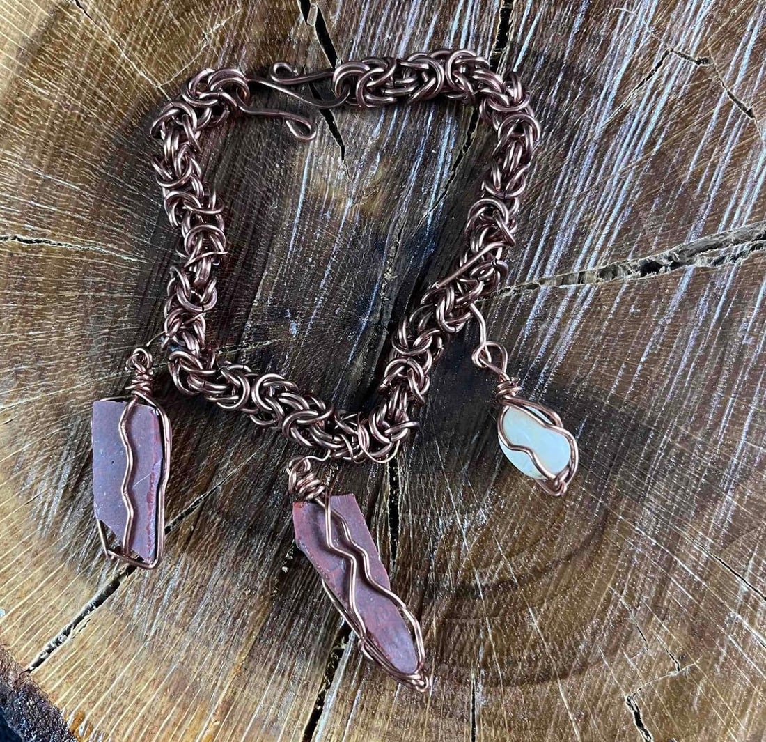 Copper Colored Bracelet With Real Stones (1 of 4)