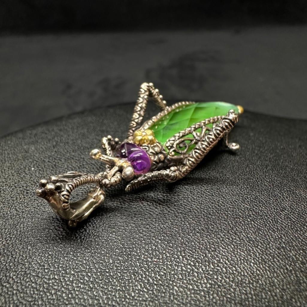 Barbara Bixby Sterling/18k Grasshopper Pendant (1 of 6)