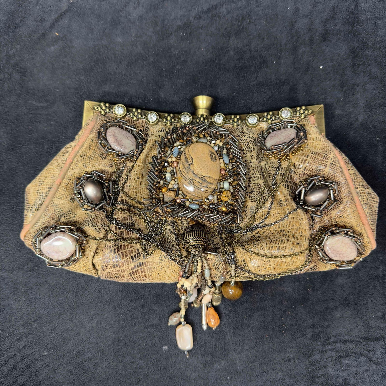 Mary Frances Sequin Bead Embellished Beaded Accent Clutch Purse Handbag (1 of 8)