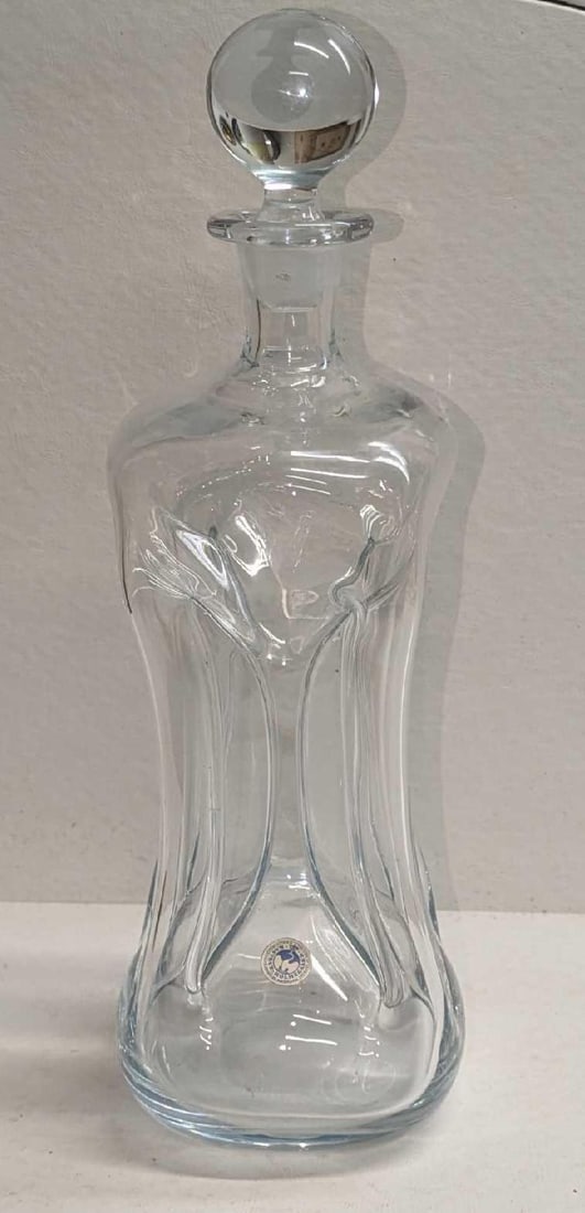 Vintage Kastrup Holmegaard Glass Decanter: Vintage Kastrup Holmegaard Glass Decanter. 4" x 4" x 13 1/2" and it weighs 2.83lbs. There are no chips or cracks. There is some residue inside the decanter.