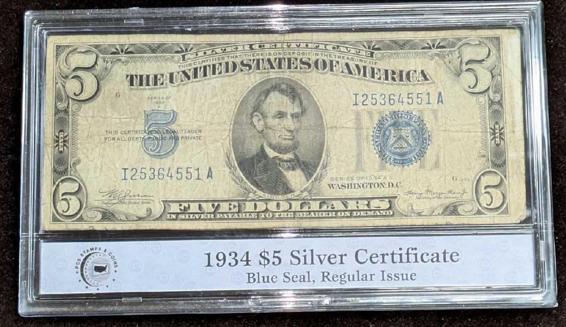 1934A $5 Silver Certificate Blue Seal VG (1 of 7)
