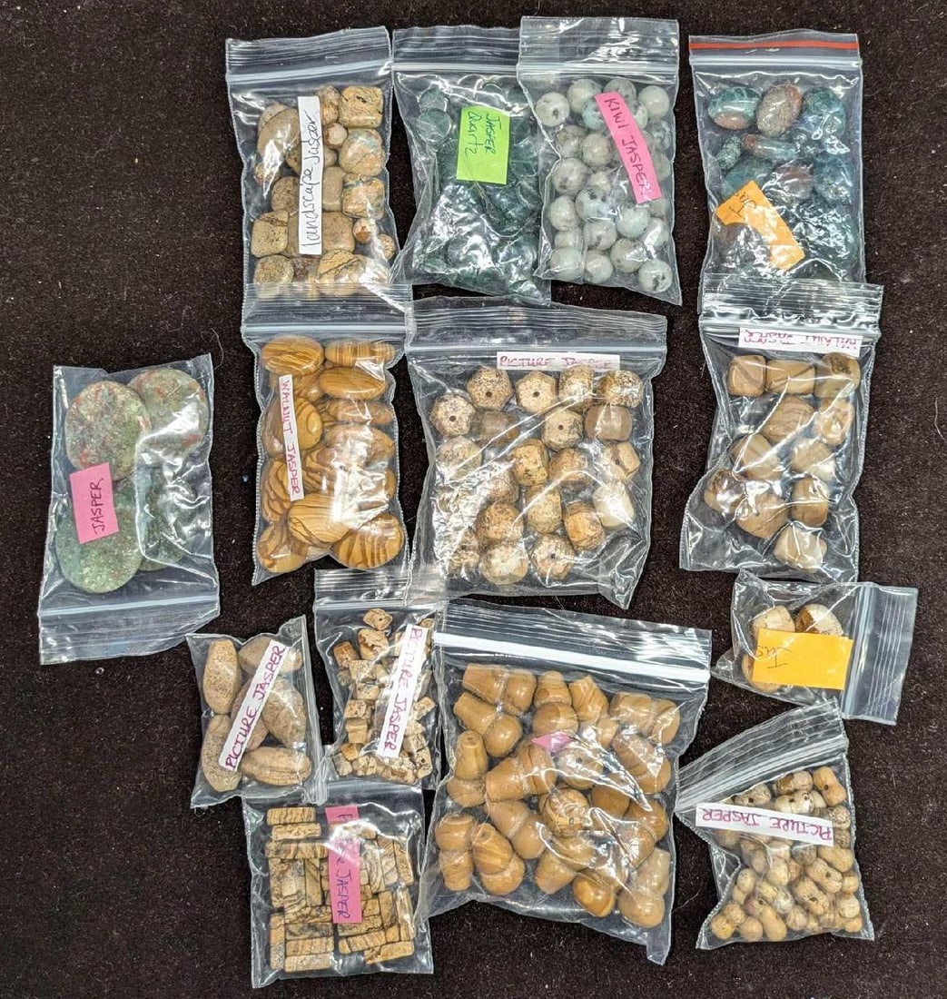 Assorted Color Jasper Gemstones For Jewelry Making: Assorted Color Jasper Gemstones For Jewelry Making. This comes with an assortment of jasper, from Picture Jasper, Walnut Jasper, Landscape Jasper, Kiwi Jasper and more. All have holes drilled inside f