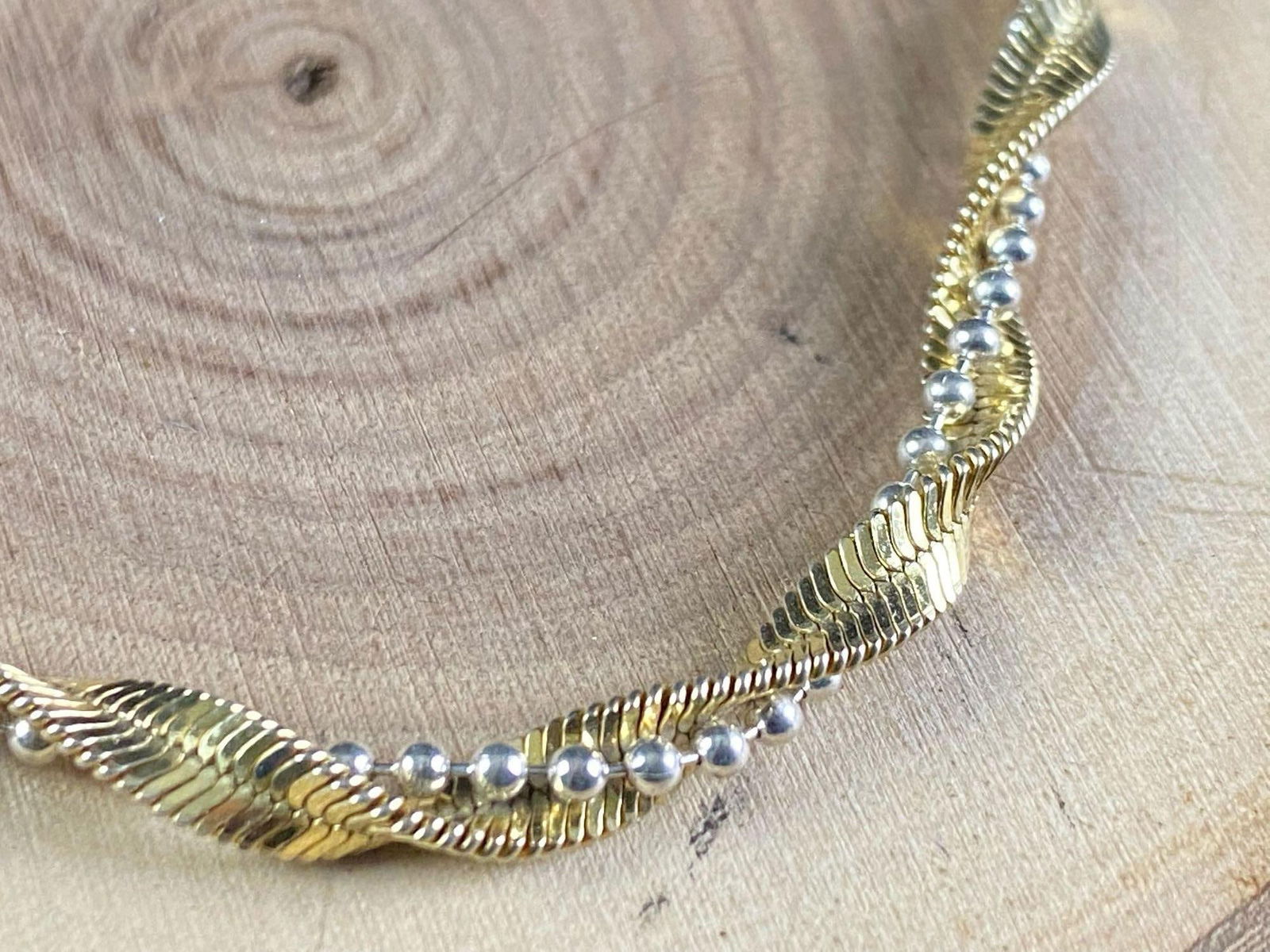 Vintage Sterling Two Tone Beaded Twist Bracelet (1 of 5)