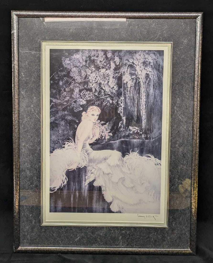 Framed Louis Icart Print Art Deco Woman Orchids JB (1 of 5)