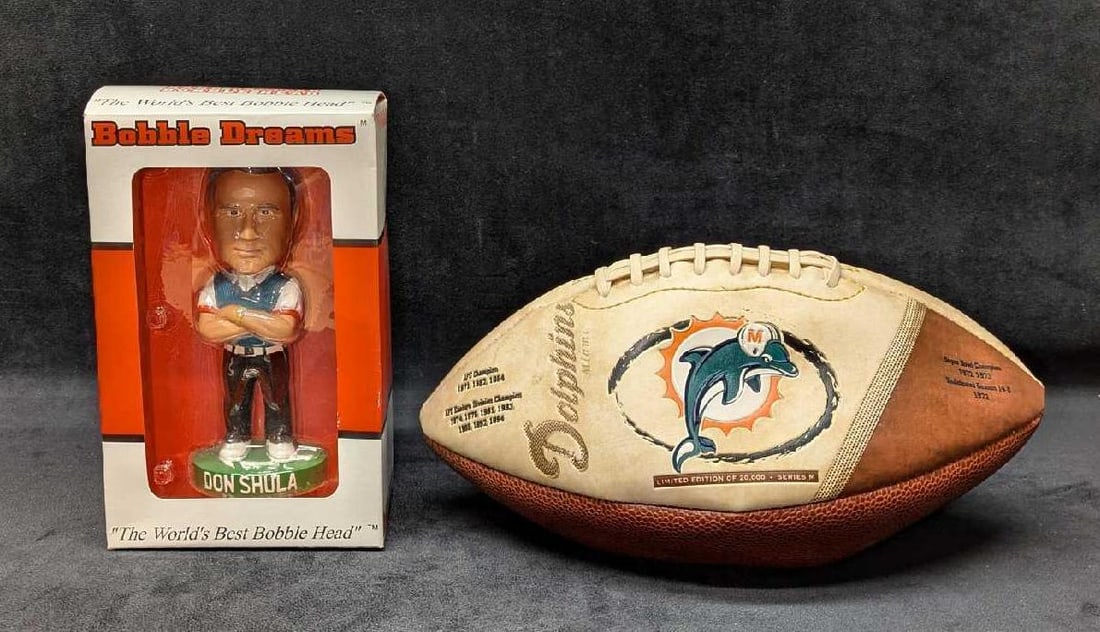 Don Shula Bobblehead & Miami Dolphins Football (1 of 6)
