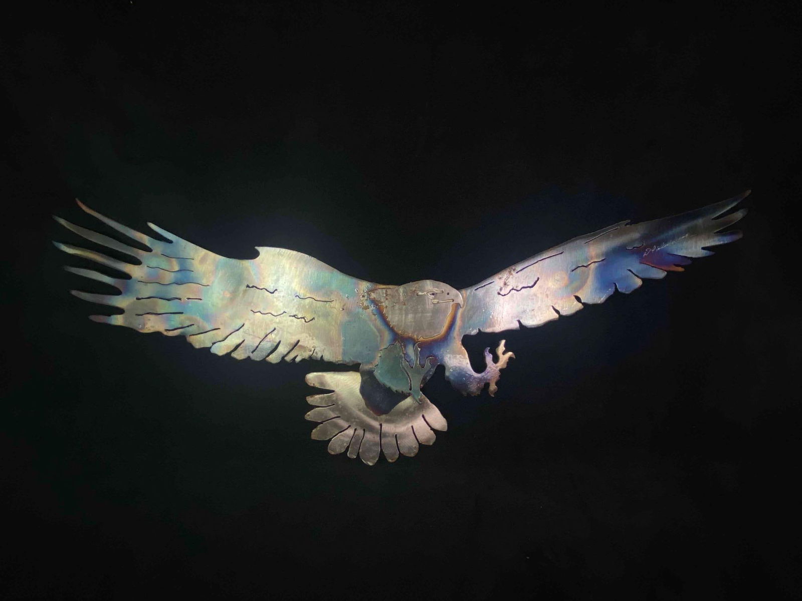 Original D Pinkerton Signed 2008 Blued Metal Patriotic Eagle Wall Art (1 of 11)