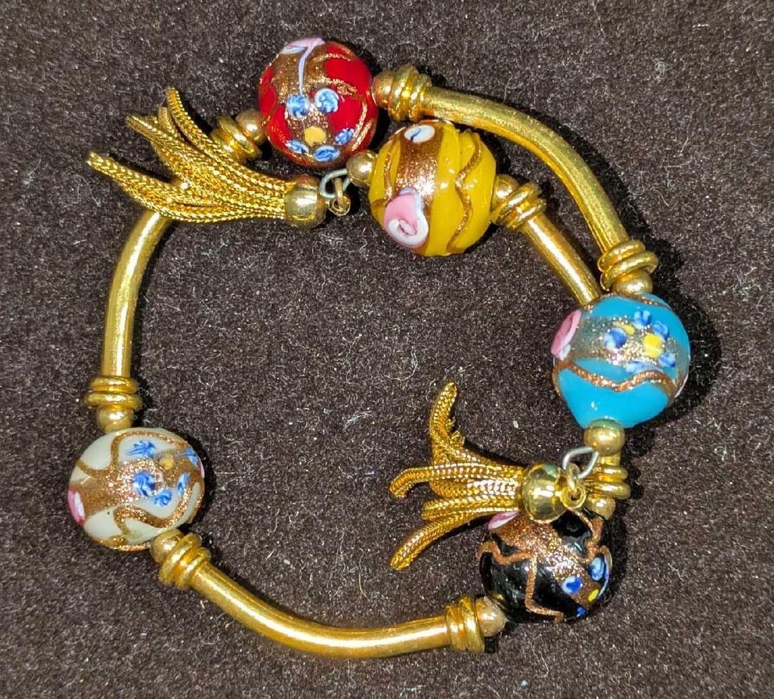 Deco Murano Venetian Millefiori Flapper Wrap Bracelet XXXXX (1 of 4)