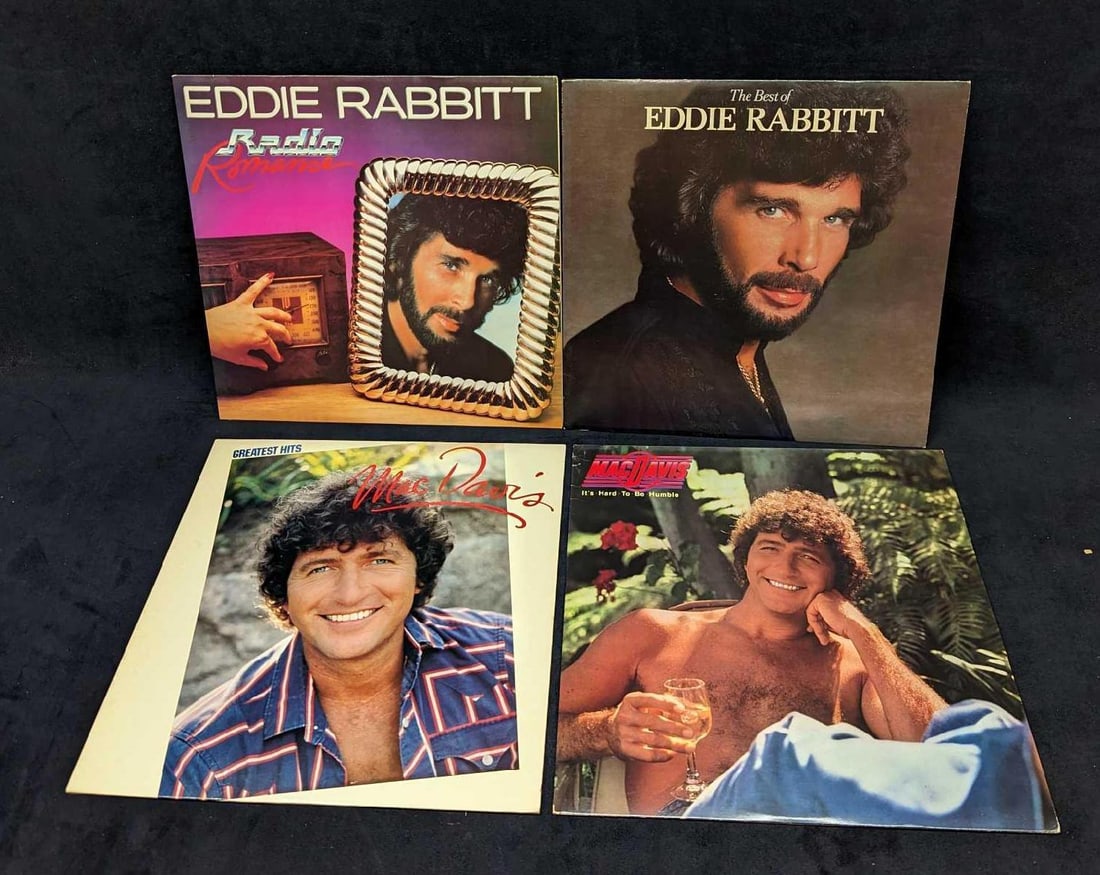 4 Vintage Eddie Rabbitt And Mac Davis LPs: 4 Vintage Eddie Rabbitt And Mac Davis LPs. This lot includes: (1) Eddie Rabbitt – The Best Of Eddie Rabbitt. This was released by Elektra in 1979. Manufactured by Columbia House under license. (1) E