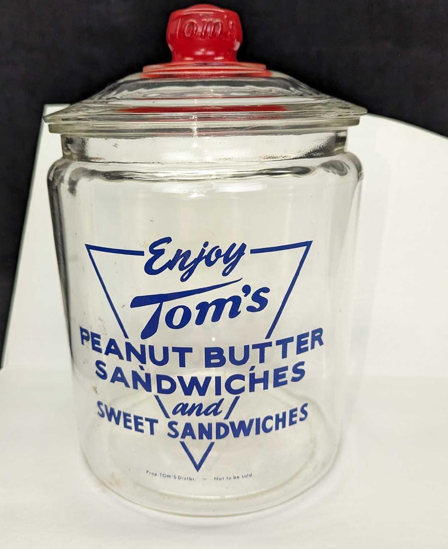 Vintage Tom's Peanut Butter Sandwiches Glass Jar (1 of 8)