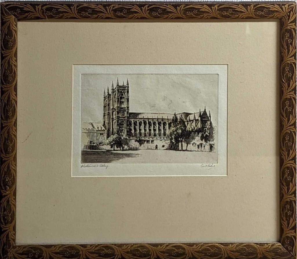 Framed Cecil Forbes Westminster Abbey Etching AP (1 of 7)