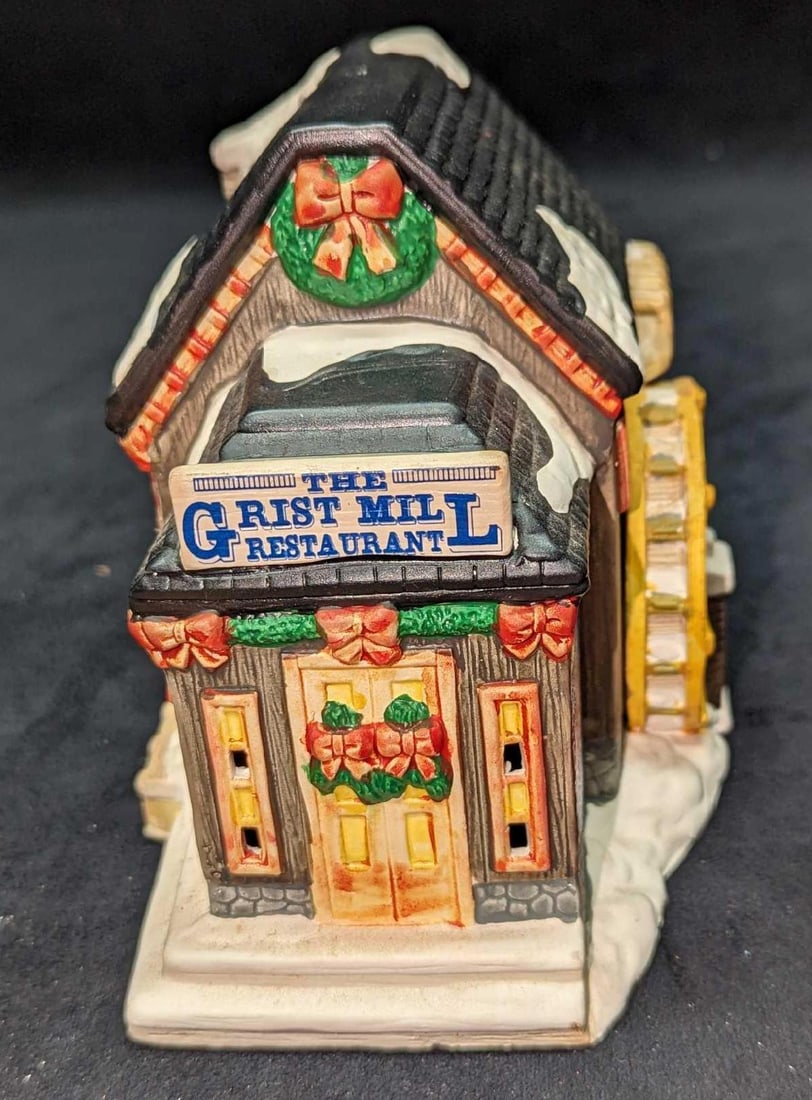 Coca-Cola Lighted Town Square The Grist Mill Restaurant: Coca-Cola Lighted Town Square The Grist Mill Restaurant. Comes in the original box that is approx 6 3/4" x 6" x 9 1/2" and it weighs 1.70lb. Made of a ceramic. The lighting fixture was tes