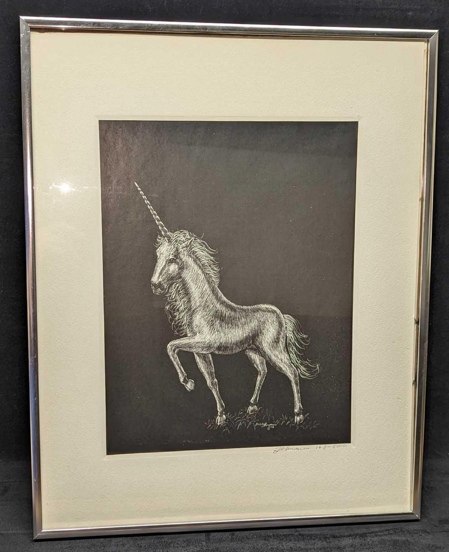 Framed Hand Signed Jack Lawrence Unicorn Print (1 of 6)