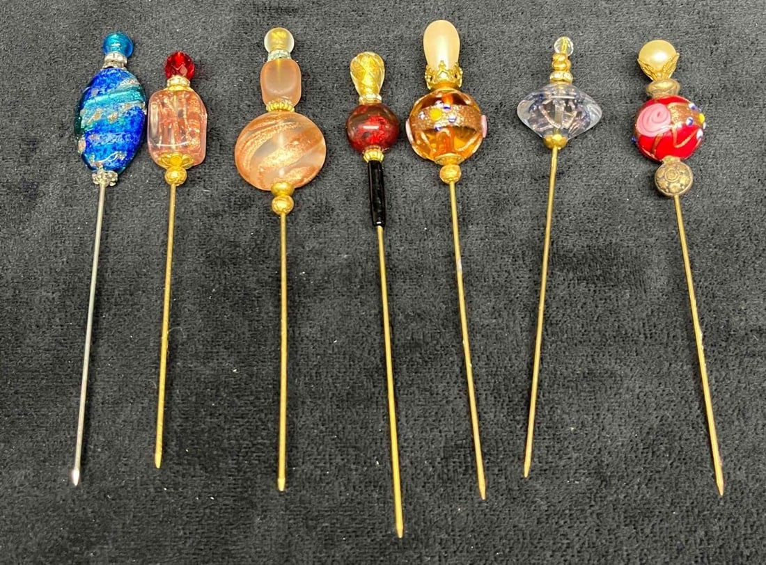 Seven Unique Vintage Hat Pins With Faux Jewel Designs (1 of 5)