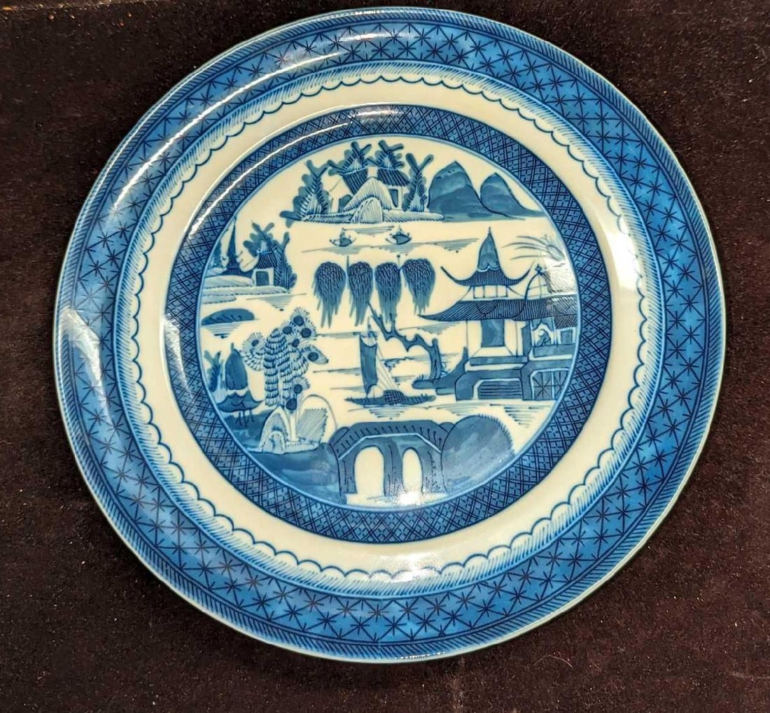Blue Canton Reproduction 10" Dinner Plate (1 of 5)