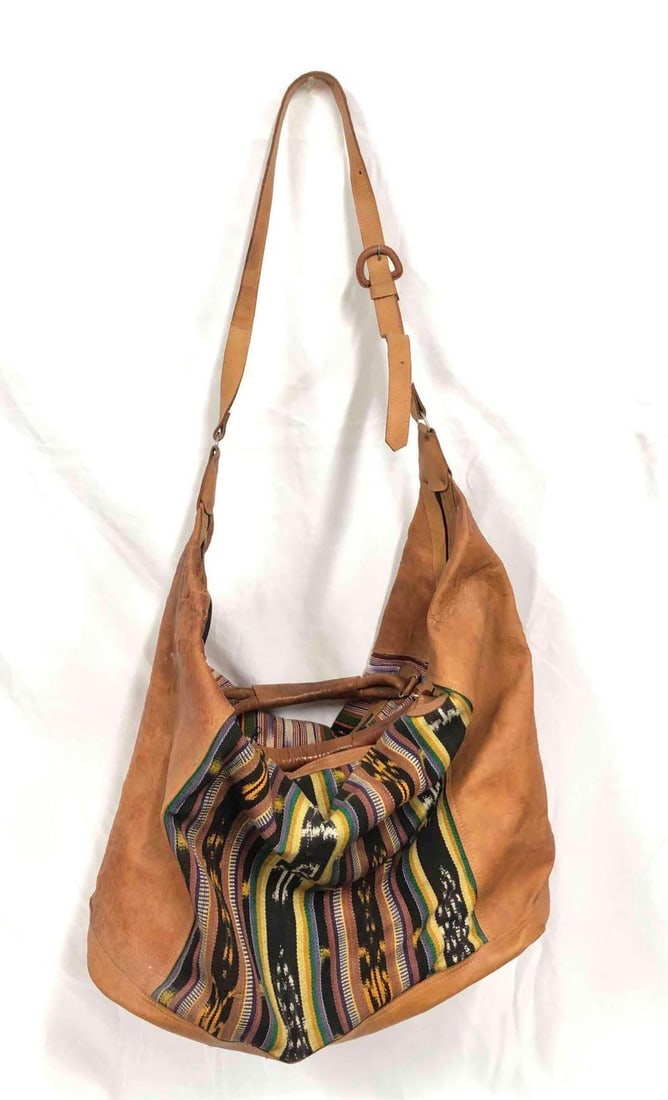 Large Handwoven Guatemalan Textile & Leather Tote/Crossbody Bag (1 of 20)