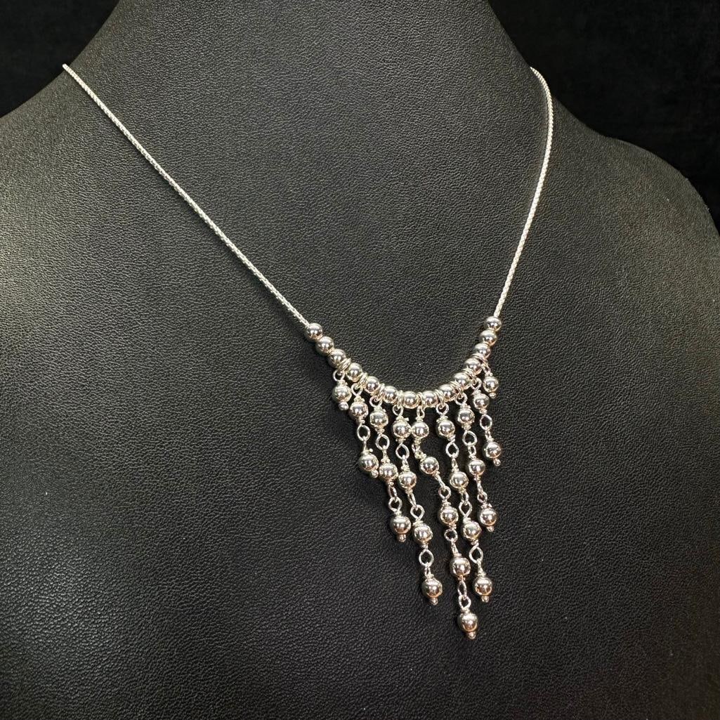 Sterling Silver Round Bead Necklace B (1 of 3)