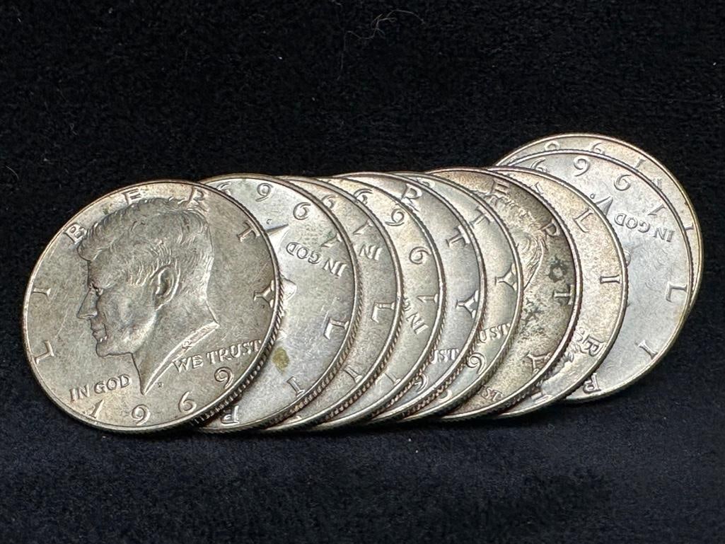 1969 D Kennedy Half Dollars Lot of 10 (1 of 2)