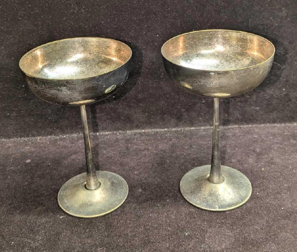 2 Vintage El De Uberti Italy Silver Plated Stemmed Champagne Glasses (1 of 10)