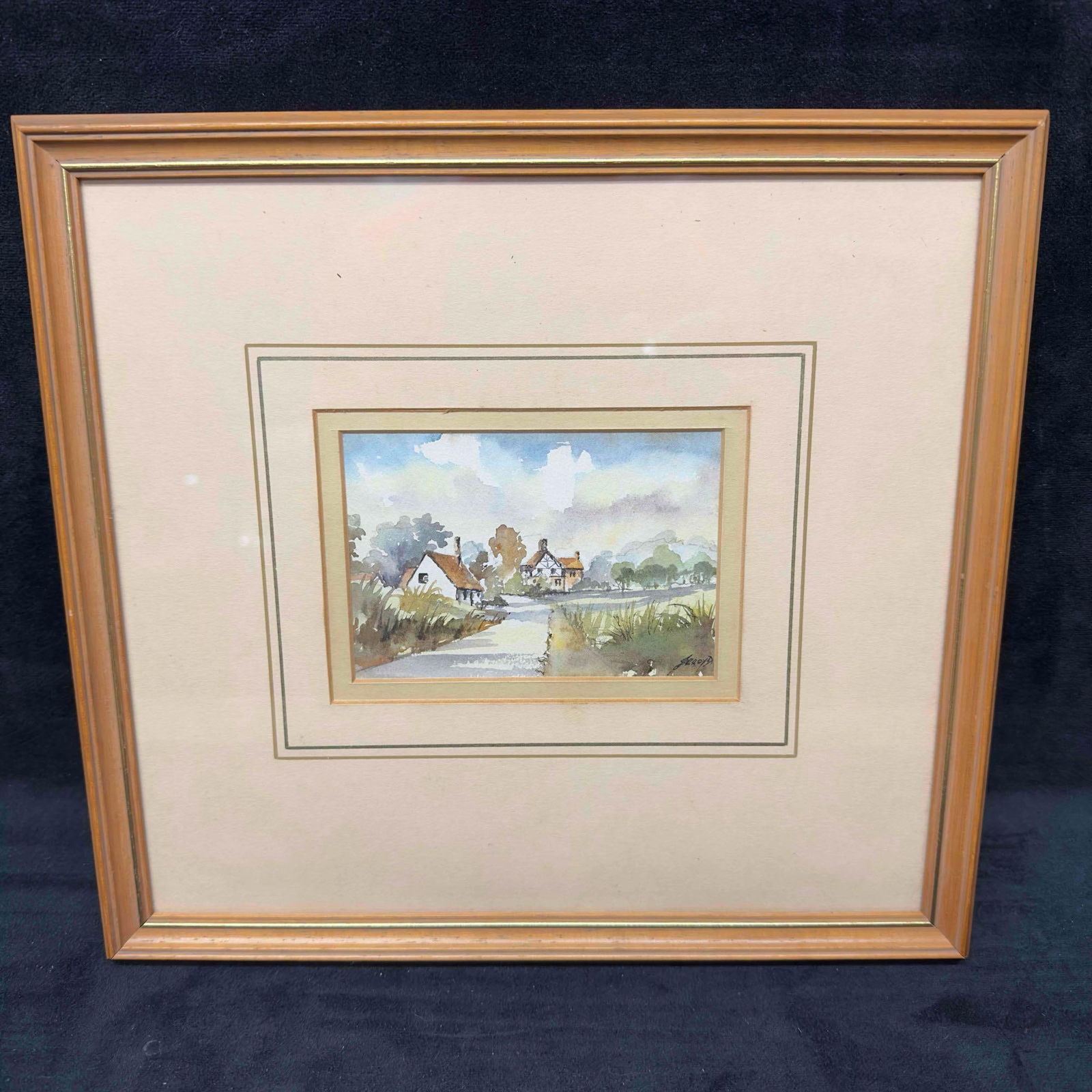 John Lloyd Watercolor Original Painting Artwork Framed Art Village Landscape (1 of 8)