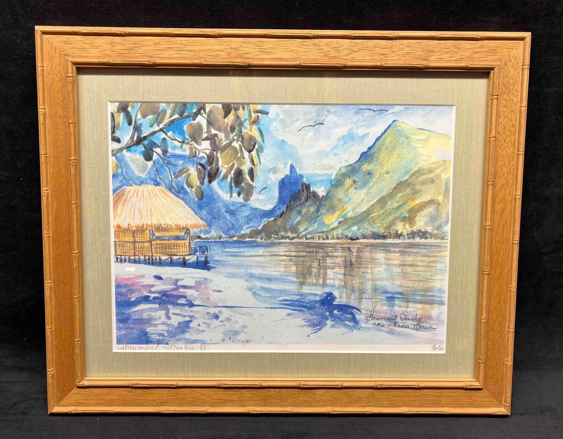 Framed & Signed Watercolor Print By Haumani Stanley: This lot contains a Framed & Signed Watercolor Print By Haumani Stanley. The frame is approx 12 1/4" x 15 1/4" while the print is approx 8 1/4" x 11". The total weight is approx 1.8lbs. Overall t