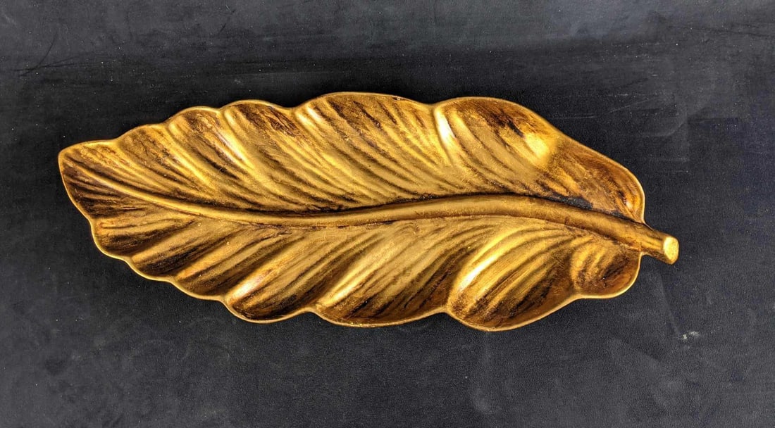 Golden Leaf Decoration, Golden Brown Leaf Dish Large (1 of 4)