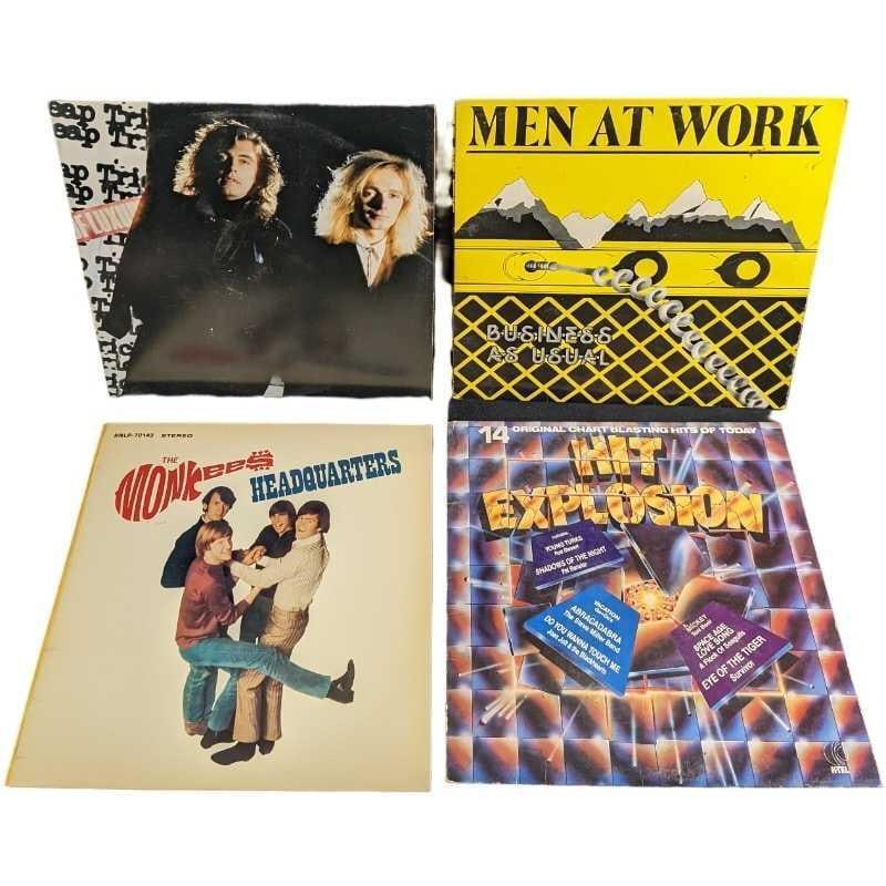 4 Men At Work Cheap Trick Monkees Hits LPs: This lot includes: (1) Various – Hit Explosion. This was released by K-Tel in 1983. (1) Cheap Trick – Lap Of Luxury. This was released by Epic in 1988. (1) Men At Work – Business As Us