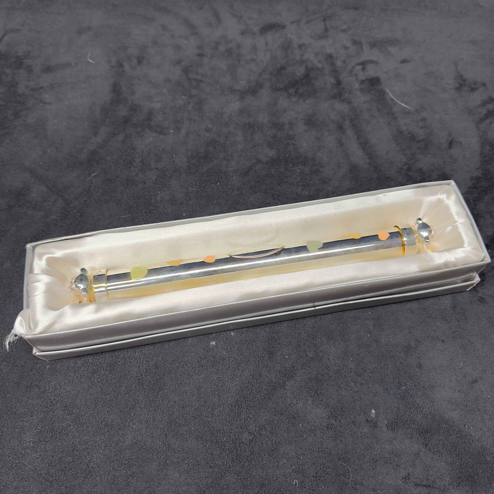 The Juliana Collection Silver Plated Baby Birth Certificate Holder Teddy Bear Heart Accents (1 of 12)