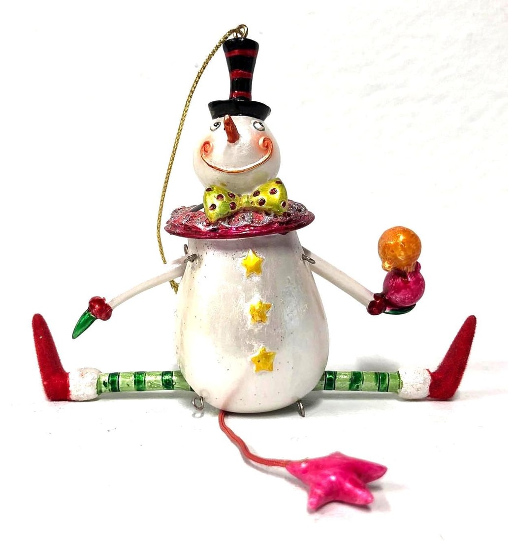 Vintage Pull String, Jumping Jack Frosty the Snowman Ornament (1 of 3)