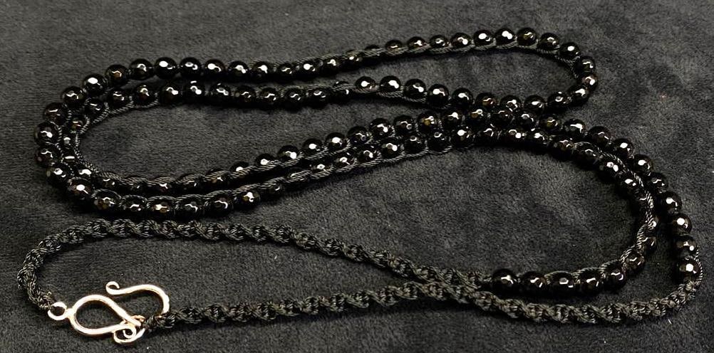 Sterling Clasp Onyx Bead Necklace: DETAILS: Metal - 925 Sterling Silver Color - silver, blue Tested - Yes