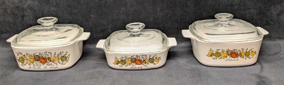3 Retired Corning Spice Of Life Casserole with Lids (1 of 8)