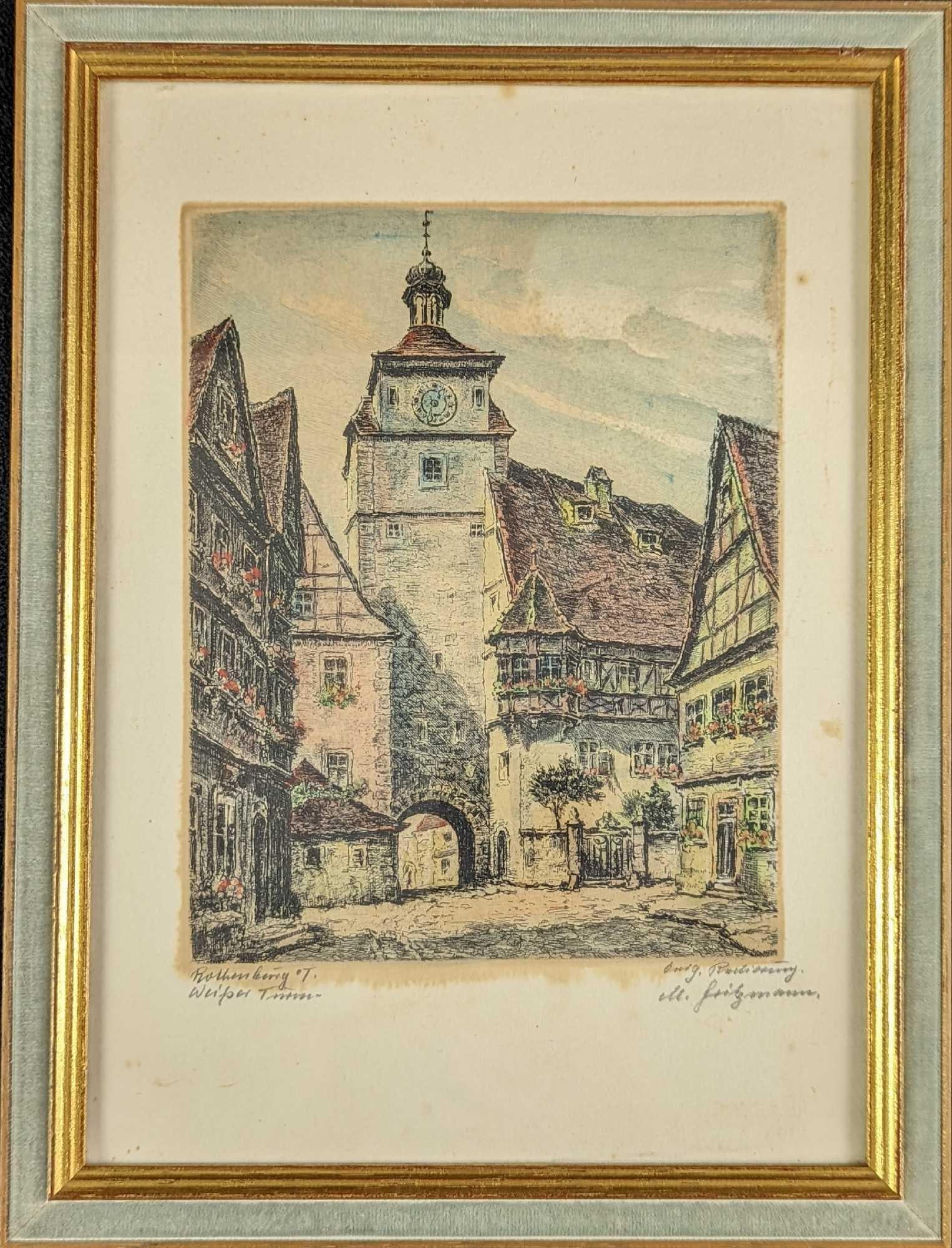 Ernst Geissendorfer Rothenburg Colored Etching (1 of 6)