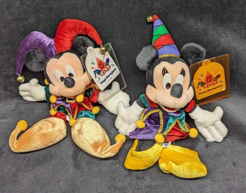 Tokyo Disneyland 15th Anniversary Mickey & Minnie Plush Toys