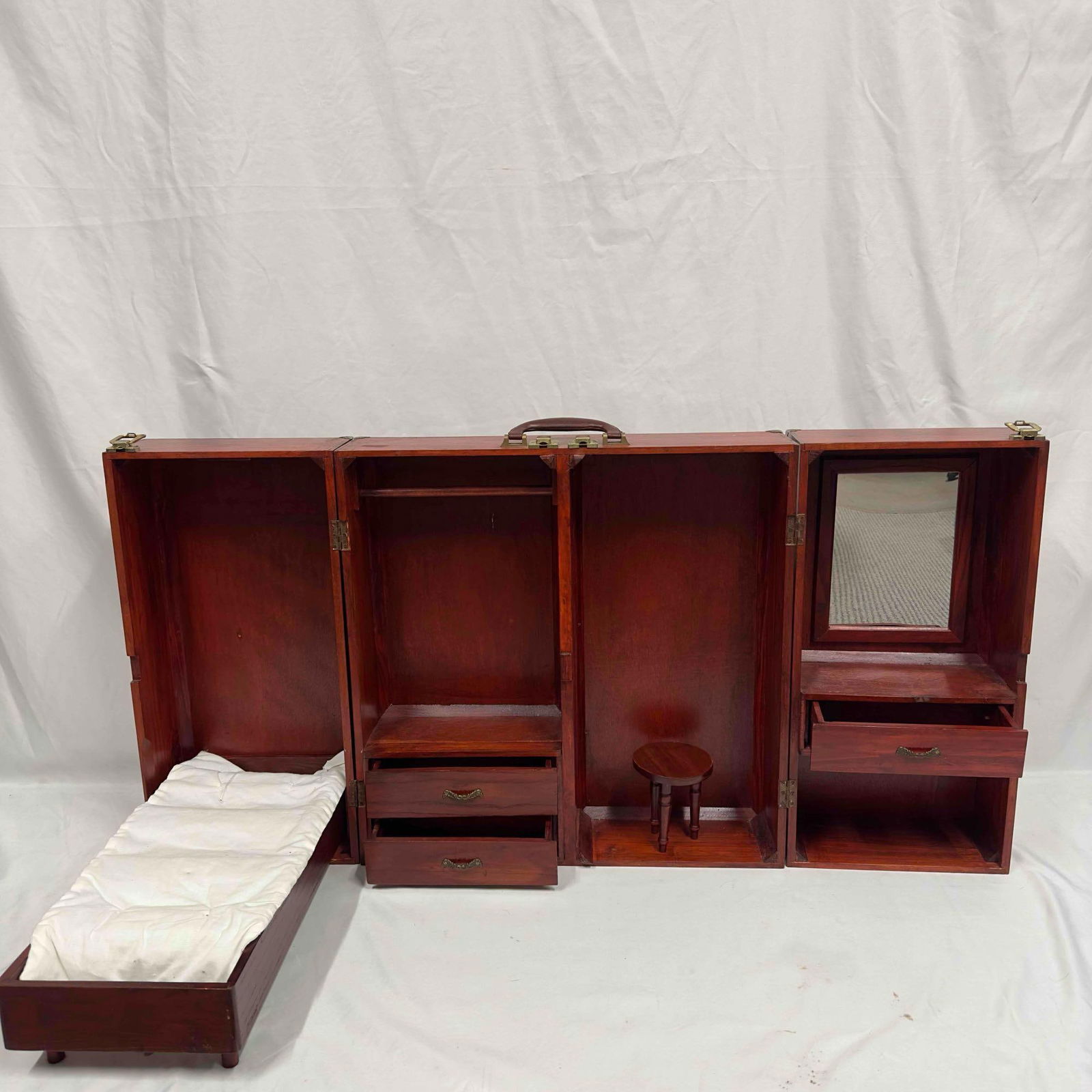 American Girl Doll Wooden Wardrobe Deluxe Doll Closet Traveling Trunk Case Murphy Bed Furniture (1 of 11)