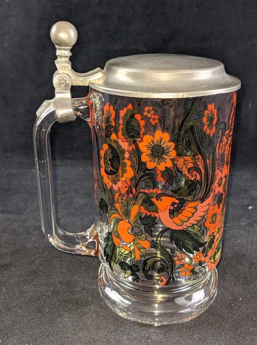 Italian Floral Glass Beer Stein (1 of 10)