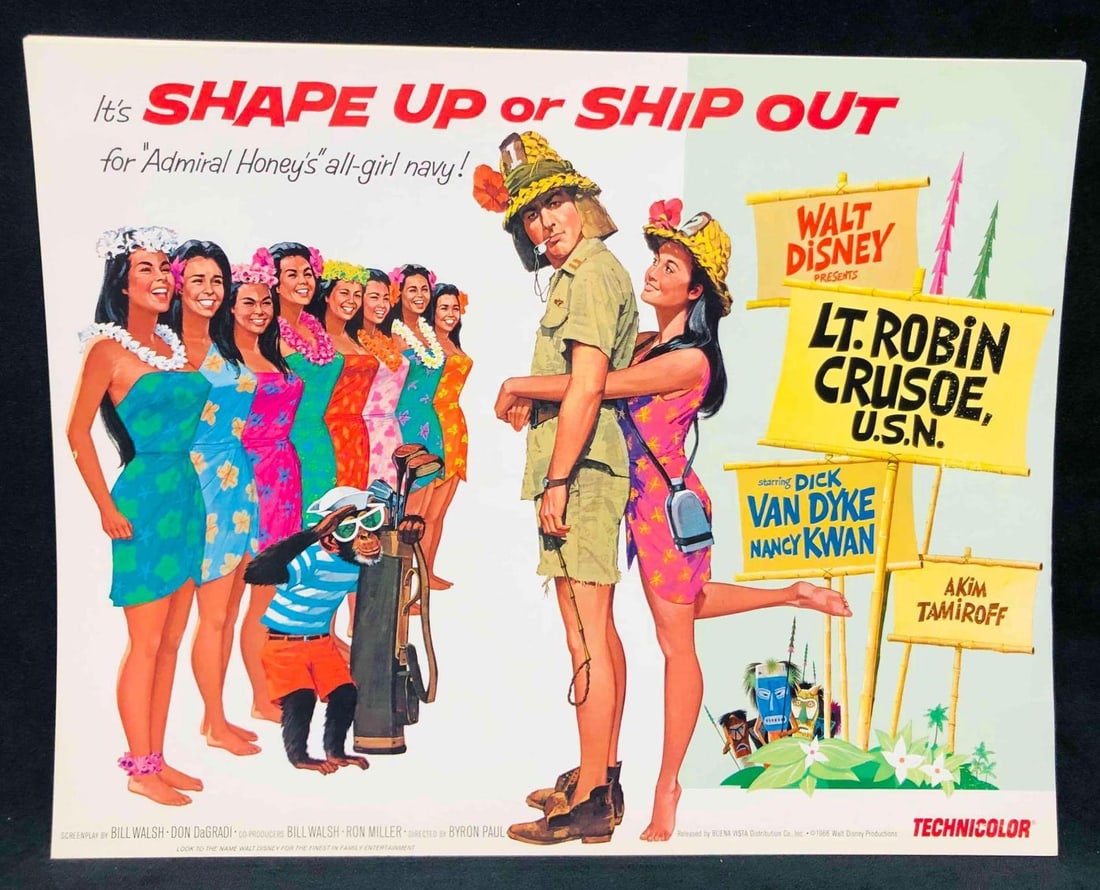 8 Walt Disney Presents LT. Robin Crusoe, U.S.N.  Lobby Cards 1966 (3) (1 of 12)