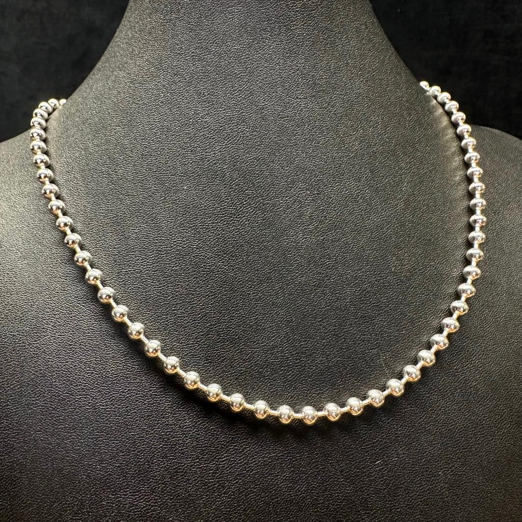 Sterling Silver Bead Link Necklace 20" (1 of 3)