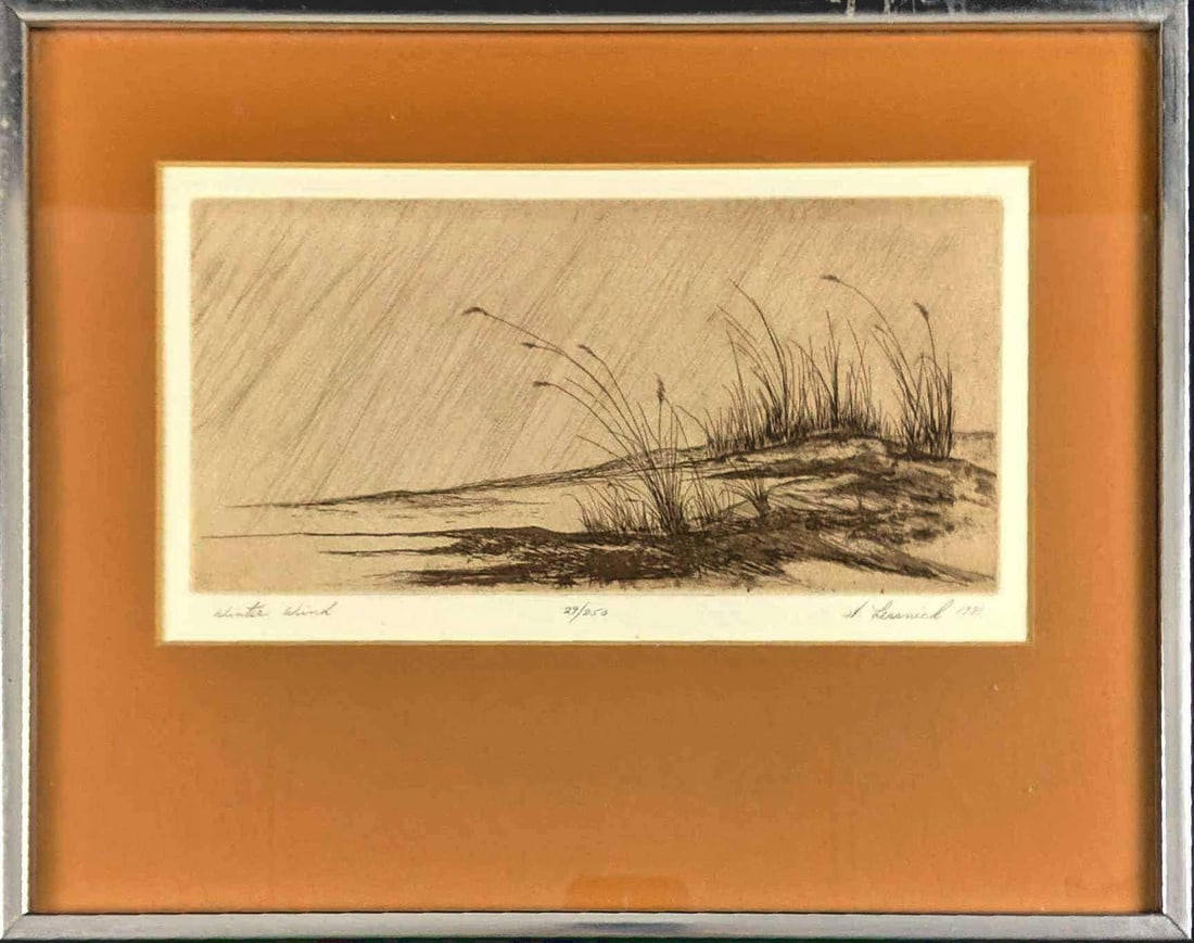 Vintage Etching Print of "Winter Wind" by Howard Lessnick (1 of 5)