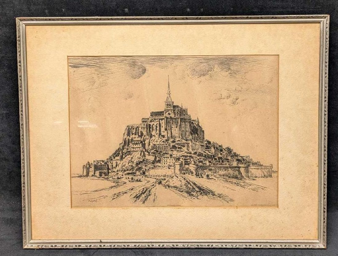 Framed Mont St. Michel Vue Prise De La Digue Engraving (1 of 7)