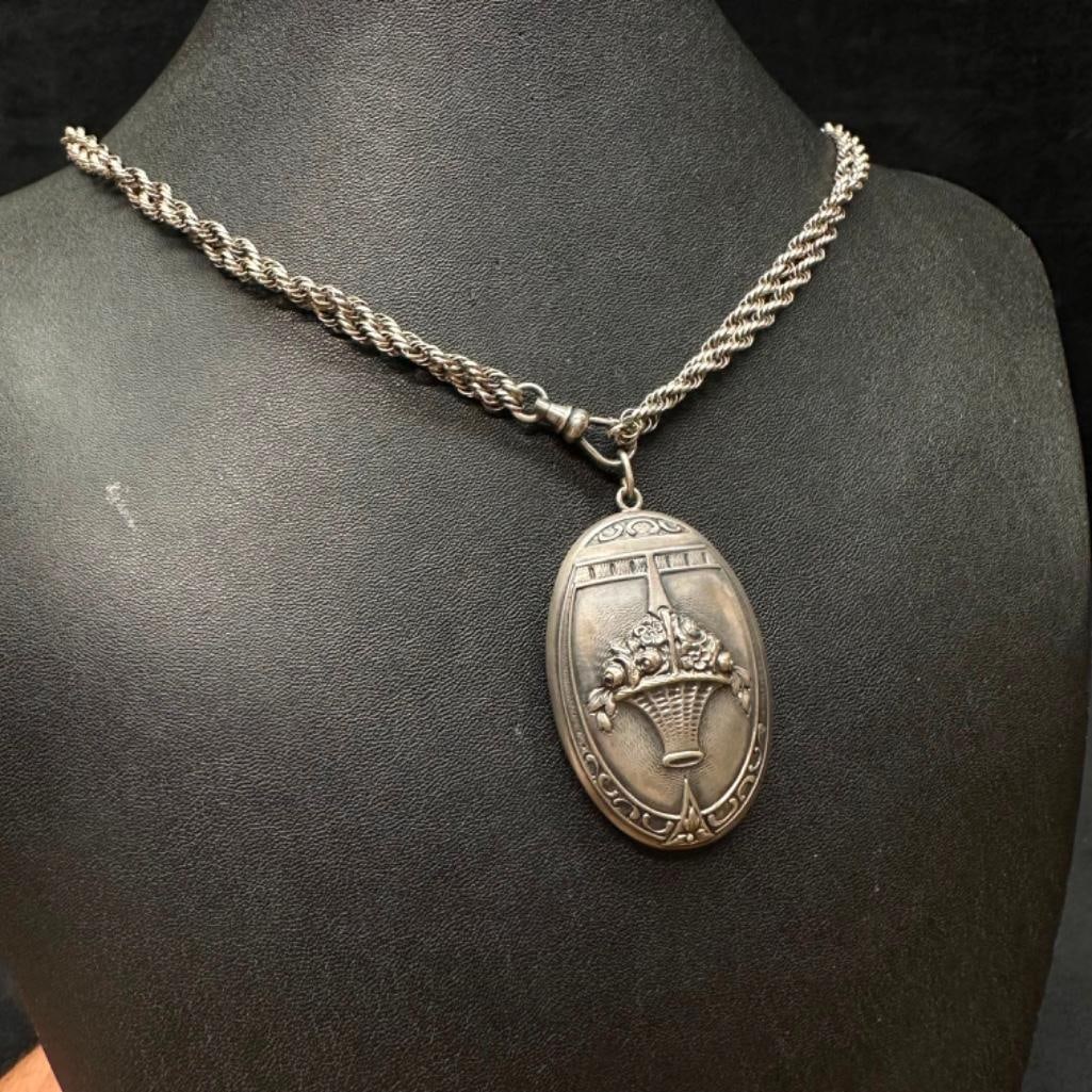 Victorian Style Large Sterling Pendant (1 of 4)